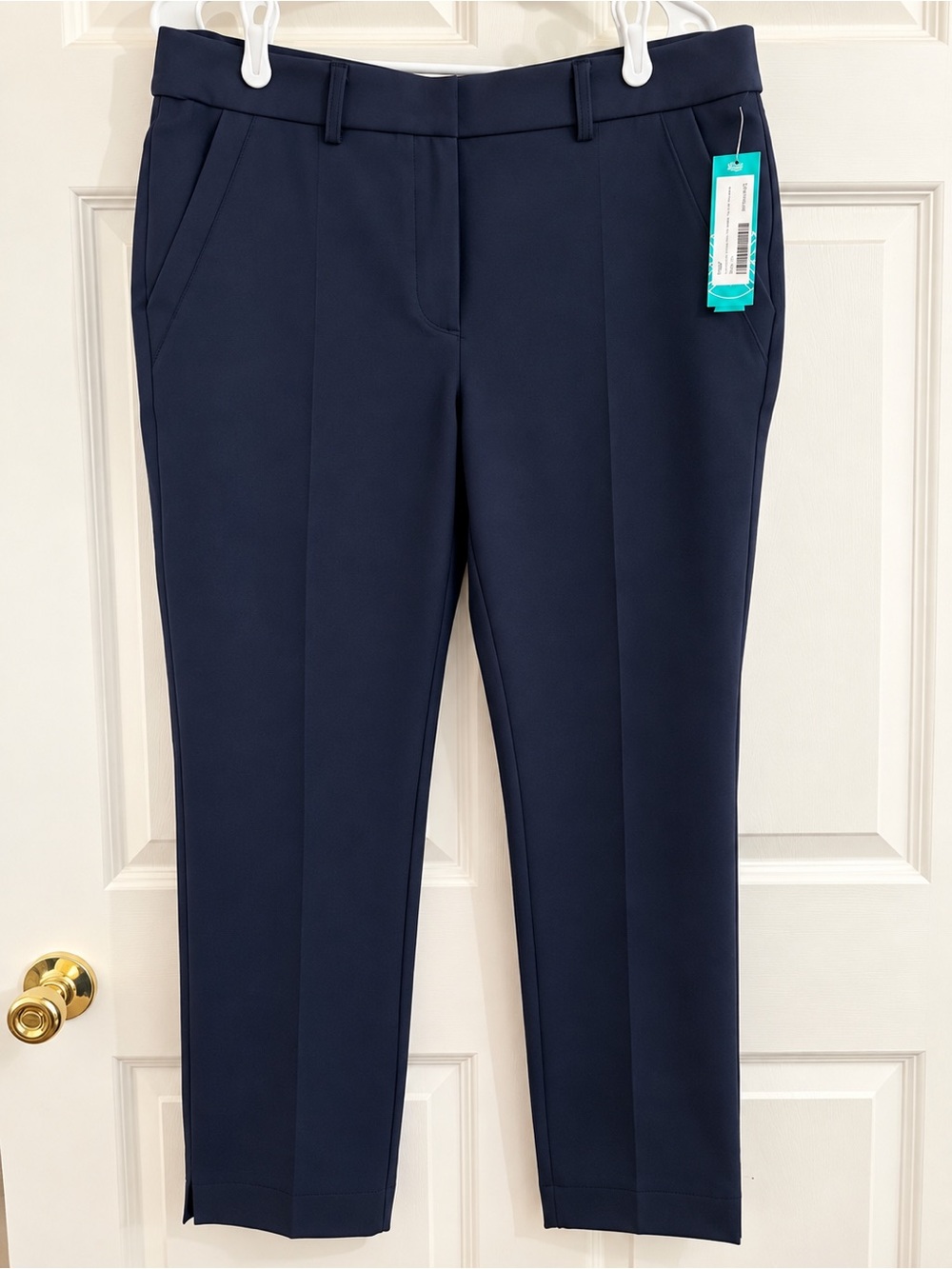 Tribal Signature Navy Pull-On Ankle Pants Size L Stretch Work Career